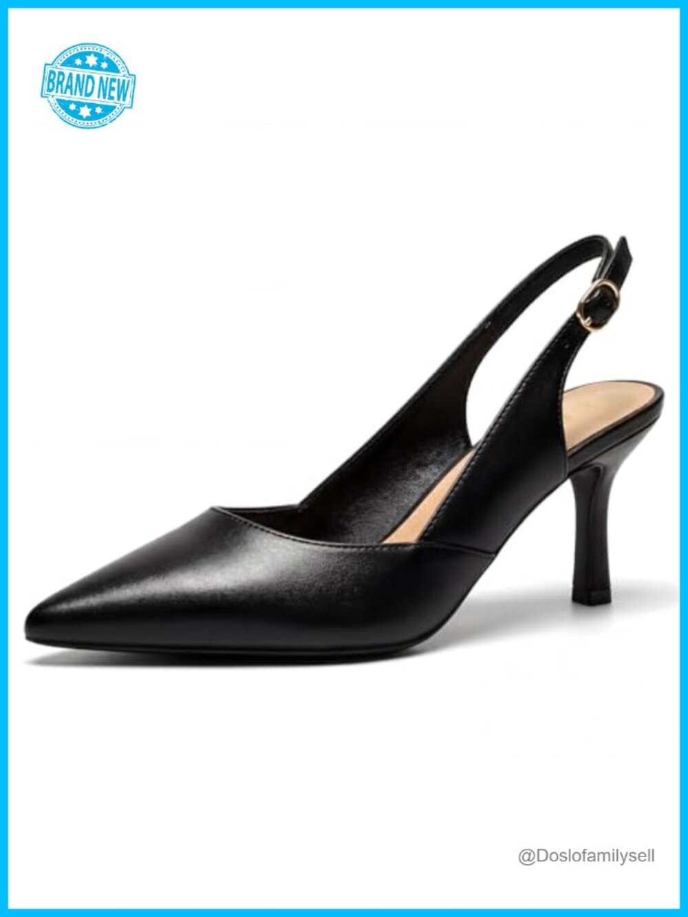 GotSoft Womens Slingback Kitten Heels Closed Pointed Toe Faux Leather Pumps